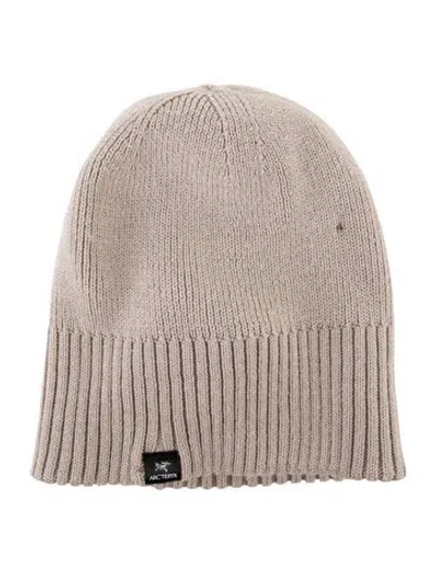 Pre-owned Arc'teryx Wool-blend Rib Knit Beanie In Neutral