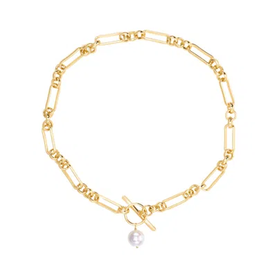 Arctic Fox & Co. Women's Gold Molten Chunky Chain Pearl Necklace