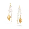 Arctic Fox & Co. Women's Gold / White Ariel String Of Pearls Shell Drop Earrings In Multi