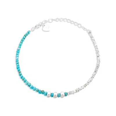 Arctic Fox & Co. Women's Silver / Blue Turquoise Sterling Silver Bracelet - Nori