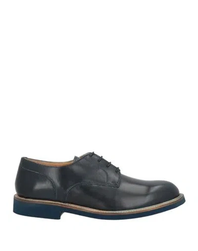 Arcuri Man Lace-up Shoes Navy Size 8 Leather In Blue