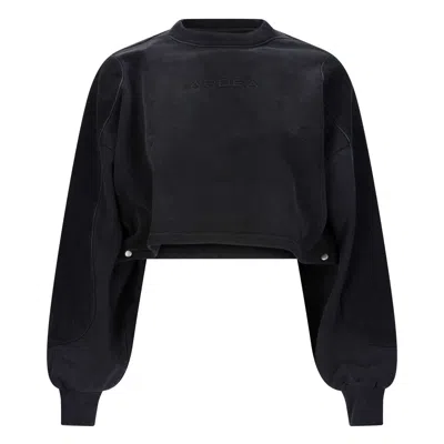 Ardea Women's Cropped Black Arch Crewneck