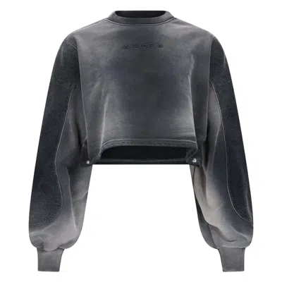 Ardea Women's Cropped Grey Arch Crewneck In Blue