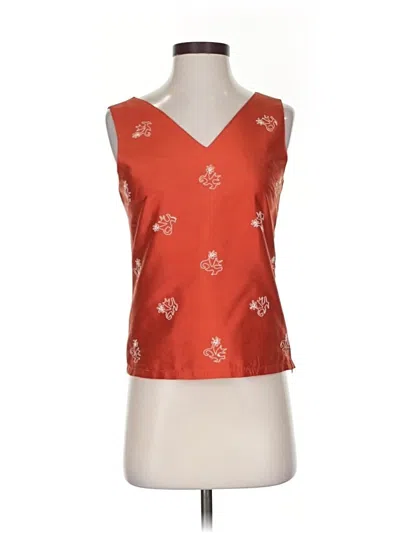 Pre-owned Arden B Sleeveless Silk Top Red Plunge Neckline Tops