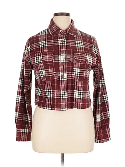 Pre-owned Ardene Long Sleeve Blouse In Burgundy