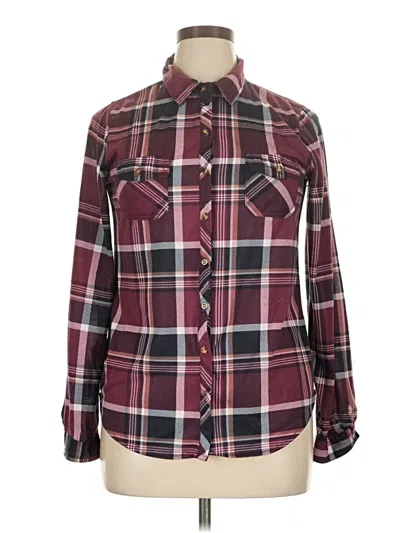 Pre-owned Ardene Long Sleeve Blouse In Burgundy