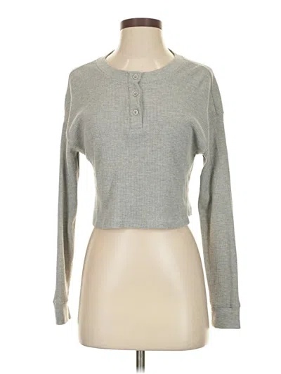 Pre-owned Ardene Long Sleeve Henley Shirt In Gray