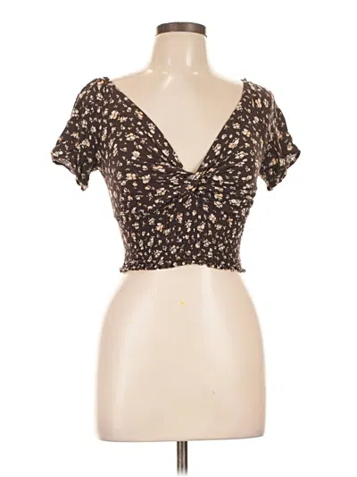 Pre-owned Ardene Short Sleeve Top Brown Sweetheart Neckline Tops