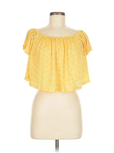 Pre-owned Ardene Short Sleeve Top Yellow Strapless Neckline Tops