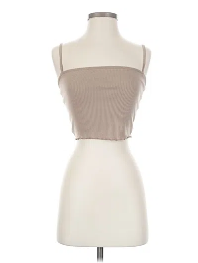 Pre-owned Ardene Tube Top Tan Strapless Neckline Tops In Brown