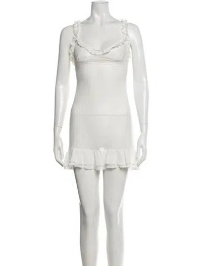 Pre-owned Are You Am I Animal Print Mini Dress In White