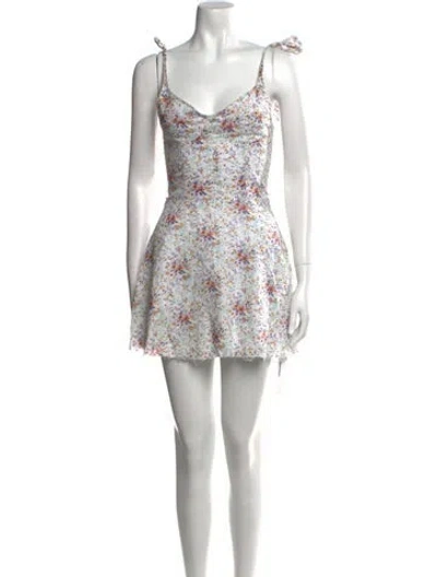 Pre-owned Are You Am I Floral Print Mini Dress In White