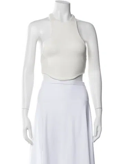 Pre-owned Are You Am I Halterneck Sleeveless Crop Top In Neutral