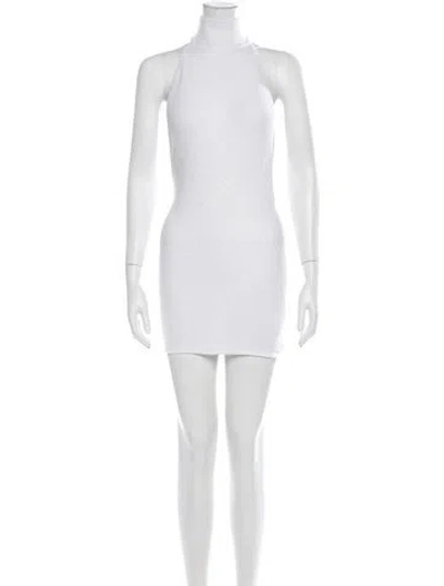 Pre-owned Are You Am I Mock Neck Mini Dress In White