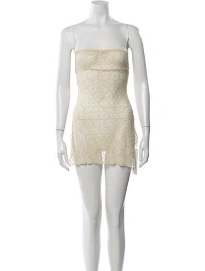 Pre-owned Are You Am I Nylon Lace Pattern Nightgown In Neutral