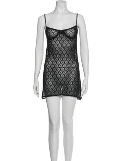 Pre-owned Are You Am I Nylon Mini Dress W/ Tags In Black