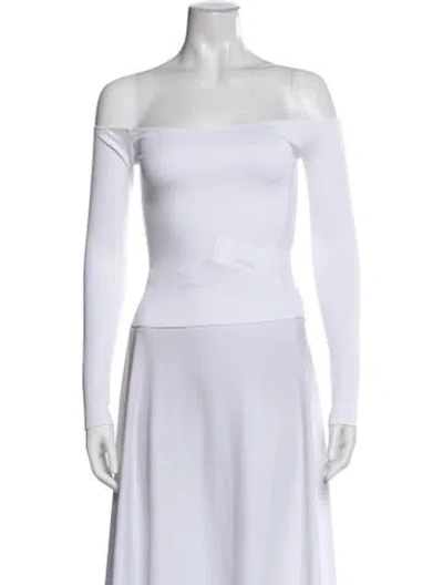 Pre-owned Are You Am I Off-the-shoulder Long Sleeve Top In White