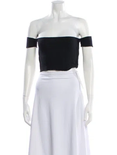 Pre-owned Are You Am I Off-the-shoulder Short Sleeve Crop Top In Black