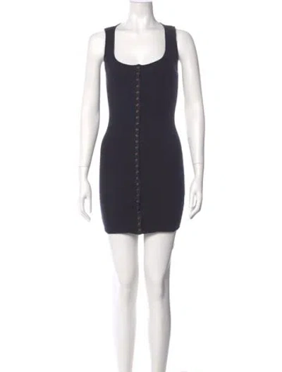 Pre-owned Are You Am I Scoop Neck Mini Dress In Blue
