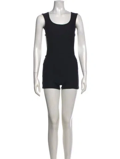 Pre-owned Are You Am I Scoop Neck Romper In Black