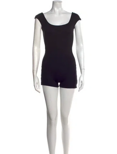 Pre-owned Are You Am I Scoop Neck Romper In Black