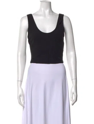 Pre-owned Are You Am I Scoop Neck Sleeveless Crop Top In Black