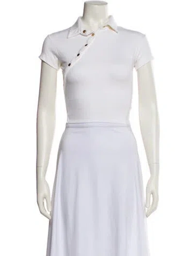 Pre-owned Are You Am I Short Sleeve Crop Top In White