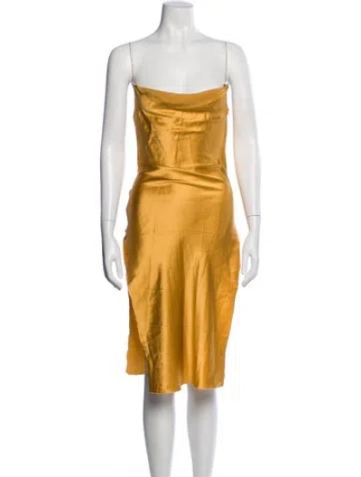 Pre-owned Are You Am I Silk Knee-length Dress In Neutral