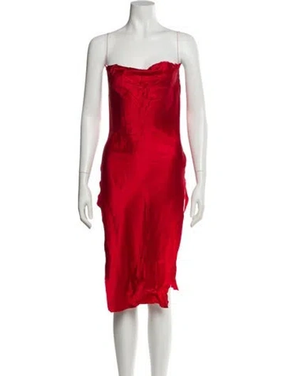 Pre-owned Are You Am I Silk Knee-length Dress In Red