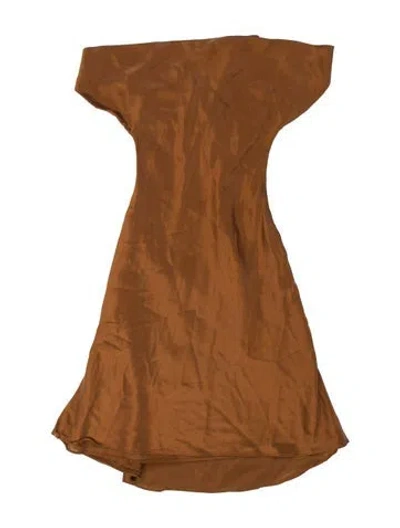 Pre-owned Are You Am I Silk Long Dress In Brown