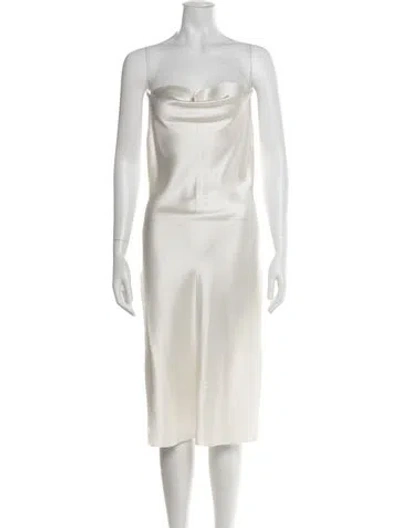 Pre-owned Are You Am I Silk Midi Length Dress In Neutral