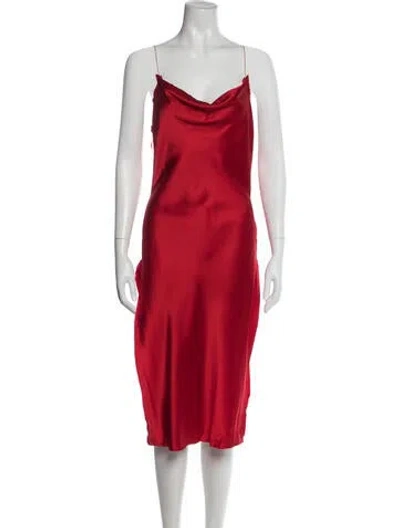 Pre-owned Are You Am I Silk Midi Length Dress In Red