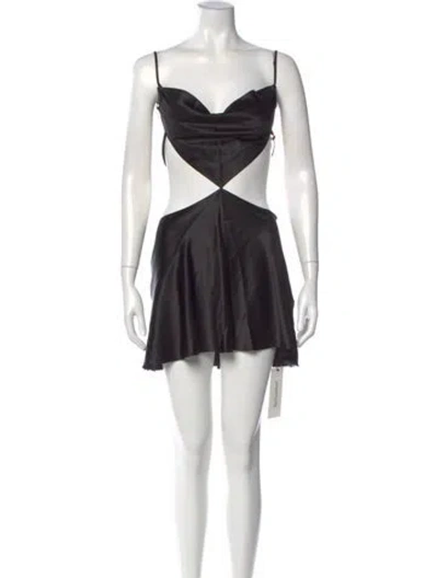 Pre-owned Are You Am I Silk Mini Dress In Black