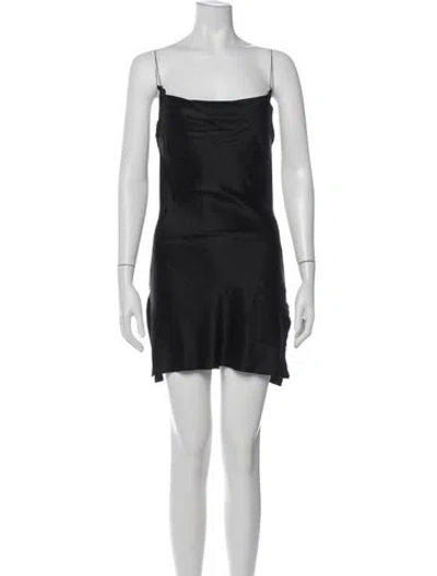 Pre-owned Are You Am I Silk Mini Dress In Black