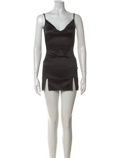 Pre-owned Are You Am I Silk Mini Dress In Black
