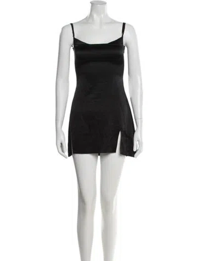 Pre-owned Are You Am I Silk Mini Dress In Black