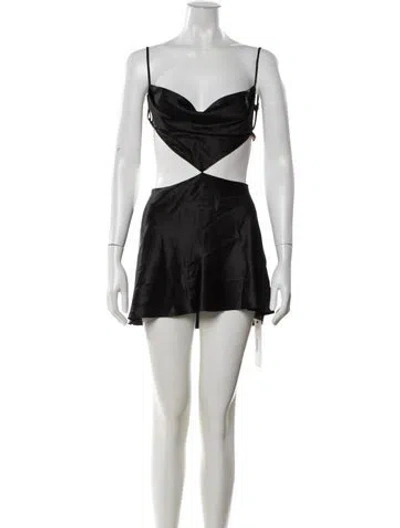 Pre-owned Are You Am I Silk Mini Dress In Black