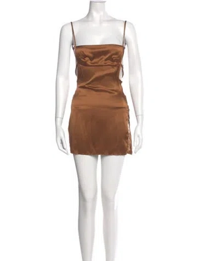 Pre-owned Are You Am I Silk Mini Dress In Brown