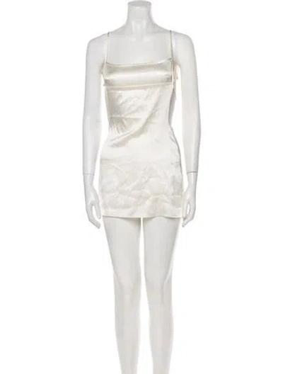 Pre-owned Are You Am I Silk Mini Dress In Neutral