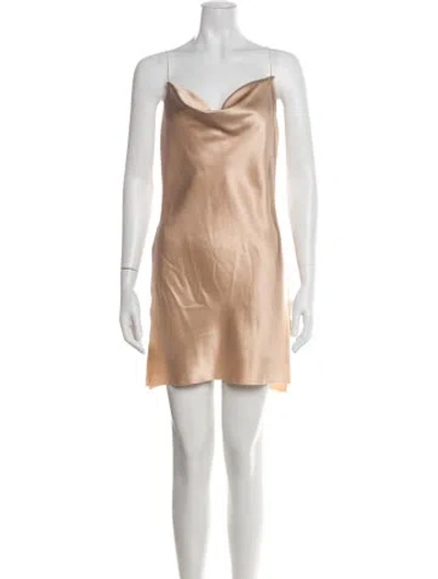 Pre-owned Are You Am I Silk Mini Dress In Neutral