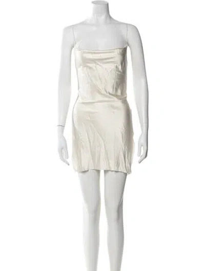 Pre-owned Are You Am I Silk Mini Dress In Neutral