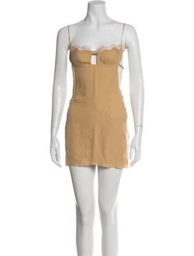 Pre-owned Are You Am I Silk Mini Dress In Neutral