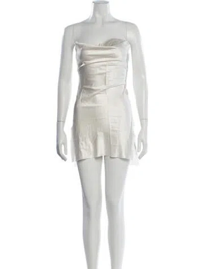 Pre-owned Are You Am I Silk Mini Dress In Neutrals