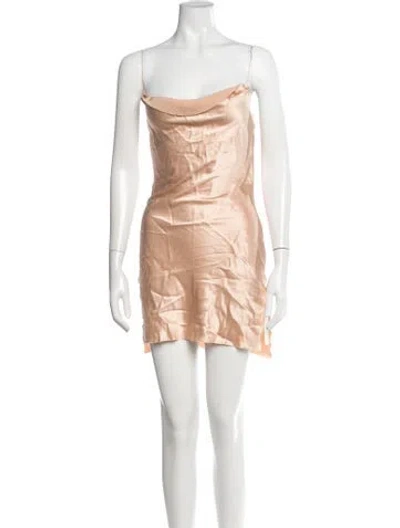 Pre-owned Are You Am I Silk Mini Dress In Neutrals