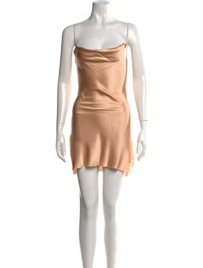 Pre-owned Are You Am I Silk Mini Dress In Neutrals
