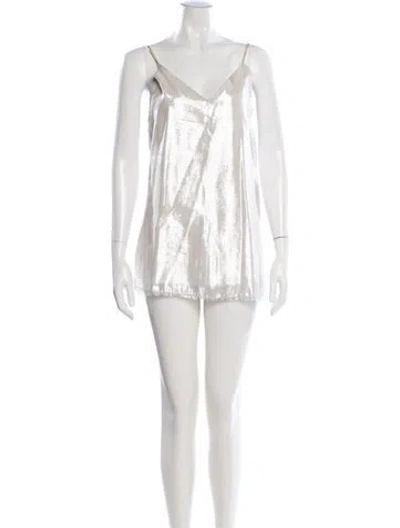 Pre-owned Are You Am I Silk Mini Dress In Silver