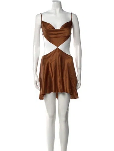 Pre-owned Are You Am I Silk Mini Dress W/ Tags In Brown