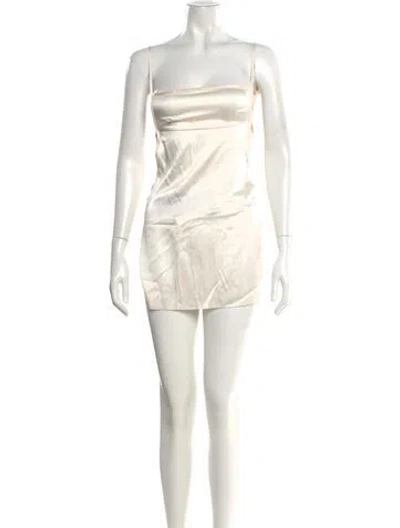 Pre-owned Are You Am I Silk Mini Dress In White