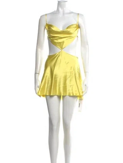 Pre-owned Are You Am I Silk Mini Dress In Yellow