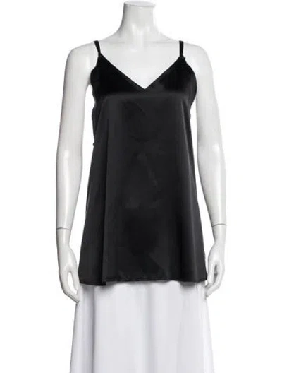 Pre-owned Are You Am I Silk V-neck Top In Black
